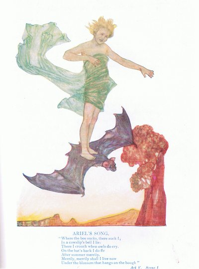 Píseň Ariel (The Tempest), z Tales from Shakespeare pub. od Ward Lock & Co Ltd od A. Jackson