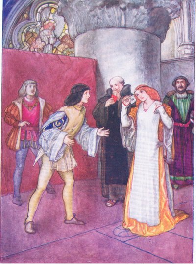 Neznámá dáma si sundala masku a dokázala, že není žádná neteř (jak bylo prezentováno) samotnou hrdinkou (Mnoho povyku pro nic) z Pohádek ze Shakespearovy hospody. od Ward Lock & Co Ltd od A. Jackson