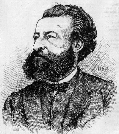 Portrét Ulricha de Fonvielle (1833-1911), francouzský novinář a literát - rytina Lemot z roku 1870 od A Lemot