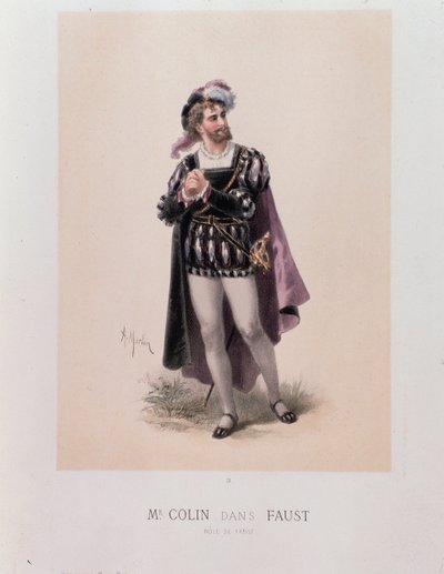 Monsieur Colin v roli Fausta, opera Charlese Gounoda (litografie od A. Morton