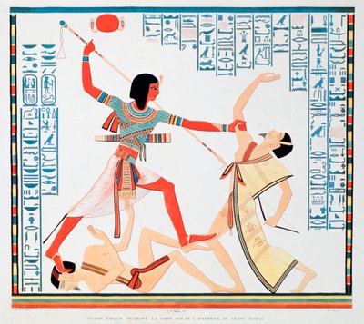 Druhá scéna na jižní stěně interiéru Velkého chrámu v Abu Simbel, 1888 od A Racinet