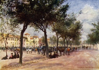 Granada, trh a cikánská pouť v Triunfo (barevné lito) od A. Trevor Haddon