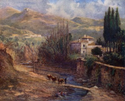 Granada, Villa on the Darro (barevné lito) od A. Trevor Haddon