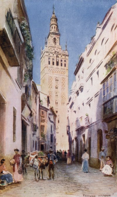 Sevilla, The Giralda (barevné lito) od A. Trevor Haddon