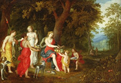 Diana a její dívky, po lovu, 1626 od A. and Balen, H. van Govaerts