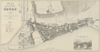 Mapa města Vevey v roce 1726 od A. de Mandrot