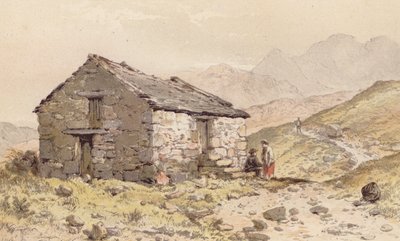 Chata v Ghorphwysfa, Severní Wales (chromolit) od Aaron Edwin Penley