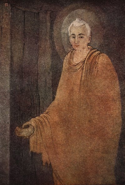 Buddha jako žebravý, ilustrace z „Mýtů hinduistů a buddhistů“ od sestry Nivedity a Anandy Coomaraswamy od Abanindranath Tagore