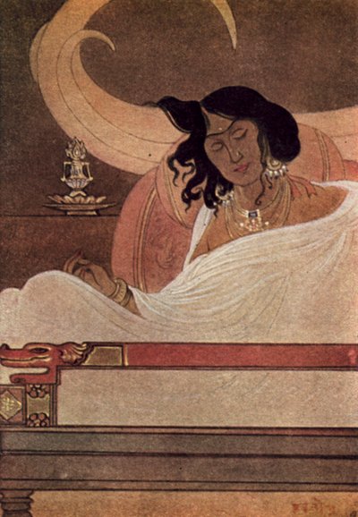 Bódhisattvovy kly (barva litho) od Abanindranath Tagore