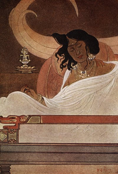 Bódhisattvovy kly, ilustrace z „Mýtů hinduistů a buddhistů“ od sestry Nivedity a Anandy Coomaraswamy od Abanindranath Tagore