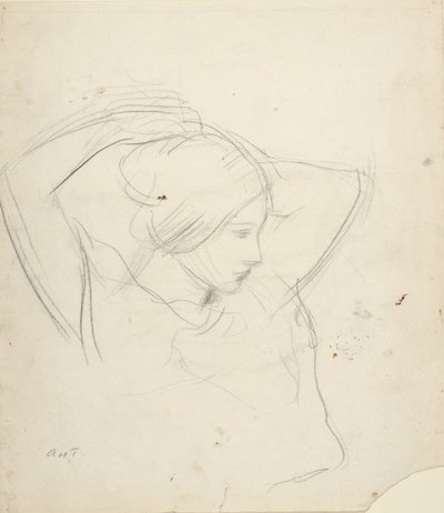 Dívka si upravuje vlasy od Abbott Handerson Thayer