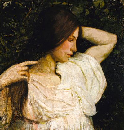 Dívka aranžující si vlasy, 1918-1919. od Abbott Handerson Thayer