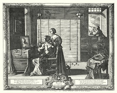 La Toilette (rytina) od Abraham (after) Bosse