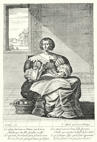 The Embroiderer (rytina) od Abraham (after) Bosse