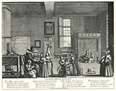 The Schoolmitress (rytina) od Abraham (after) Bosse