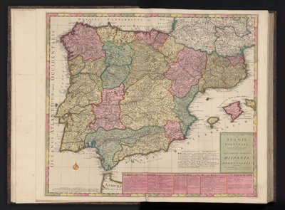 Mapa Španělska a Portugalska Way-Pointer of the Military Tours ve Španělsku a Portugalsku / Theatrum Martis v Hispania et Portugallia (název na objektu) od Abraham Allard