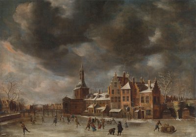 Blauwpoort v Leidenu v zimě, asi 1654-1665 (olej na plátně) od Abraham Beerstraten