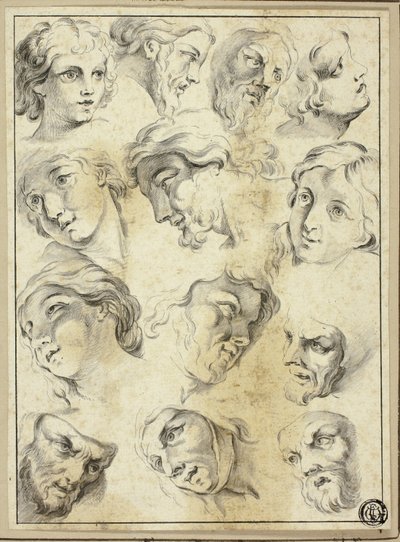 13 skic různých tváří od Abraham Bloemaert