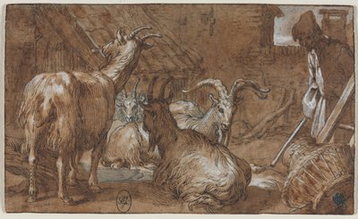Chlév s kozami a pastevcem koz od Abraham Bloemaert