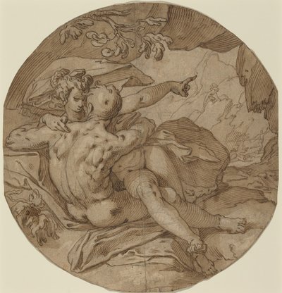 Acis a Galatea, asi 1590 (pero a tuš) od Abraham Bloemaert
