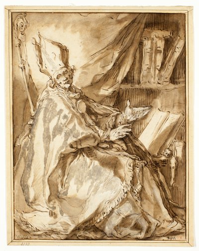 Bishop sedící ve své pracovně při pohledu z pravé strany od Abraham Bloemaert