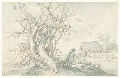 Pastýř s ovcemi u mrtvého stromu od Abraham Bloemaert
