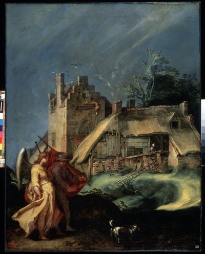 "Mladý Tobiáš a anděl (archanděl Rafael)" (Krajina s Tobiášem a andělem) Malba Abrahama Bloemaerta (1566-1651) 1610-1615 Rozměr 139x107,5 cm Muzeum Ermitáž, Petrohrad (St. Petersburg) od Abraham Bloemaert