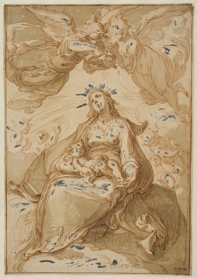 Madona s dítětem, korunovaná anděly od Abraham Bloemaert