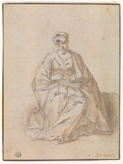 Maria sedí s knihou od Abraham Bloemaert