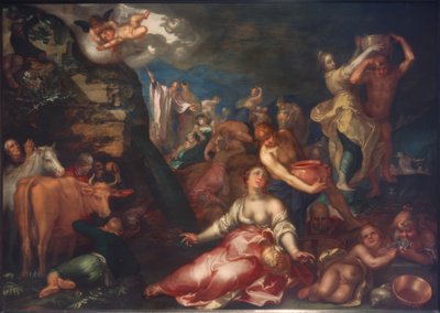 Mojžíš klepe vodu ze skály od Abraham Bloemaert