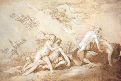 Neptun a Amfitríta (pero a tuš) od Abraham Bloemaert