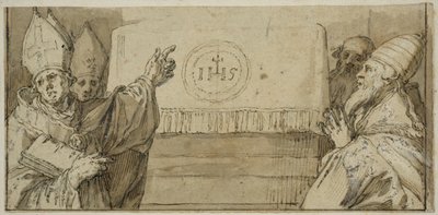 Čtyři latinští církevní otcové před oltářem od Abraham Bloemaert