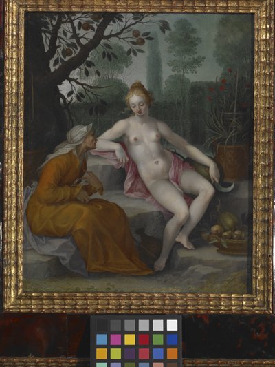 Vertumnus a Pomona (olej na mědi) od Abraham Bloemaert