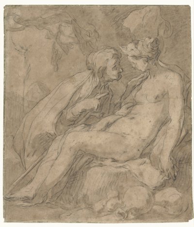 Vertumnus en Pomona (?) od Abraham Bloemaert