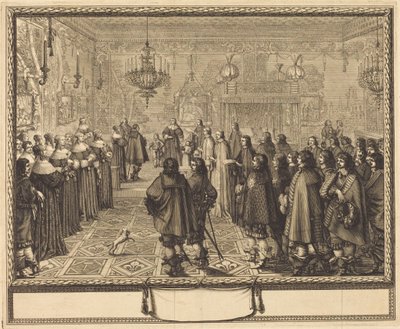 Slavnostní uzavření sňatku mezi Vladislavem IV., polským králem, a Louise-Marie z Gonzagy, mantovskou princeznou, ve Fontainebleau od Abraham Bosse