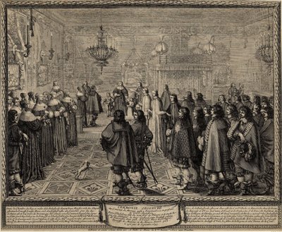 Slavnostní uzavření manželské smlouvy mezi Wladyslawem IV., polským králem a Marií Louise Gonzaga. od Abraham Bosse