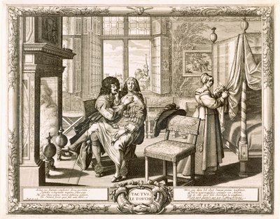 Manžel s manželkou sedí na kolenou u krbu, Bosse, Abraham (1602-76) od Abraham Bosse