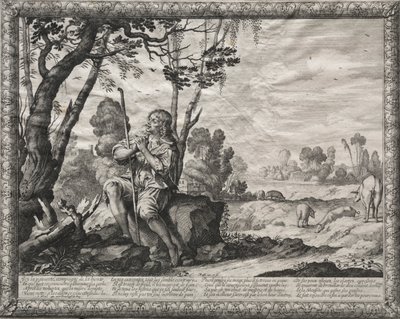 Marnotratný syn: Marnotratný starající se o prasata. od Abraham Bosse