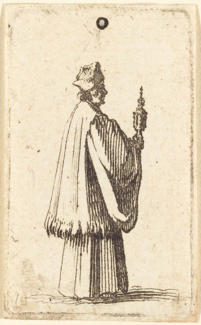 Kněz nesoucí nejsvětější svátost eucharistie od Abraham Bosse or Jacques Callot