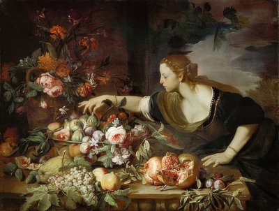 Žena s květinami a ovocem. 1669 od Abraham Brueghel