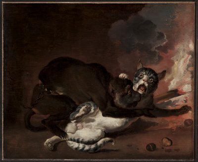 Opice a kočka, pravděpodobně 70. léta 17. století (olej na plátně) od Abraham Danielsz. Hondius