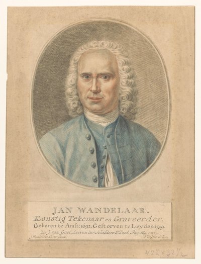 Portrét Jana Wandelaara John Walker. Konstig kreslíř a rytec (název na předmětu) od Abraham Delfos