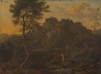 Nymfa a ovčák dělají hudbu v krajině od Abraham Genoels (attributed to)