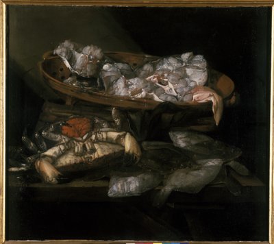 Zátiší s platýsy a krabem od Abraham Hendricksz van Beyeren
