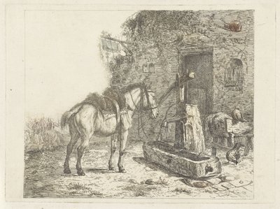 Kůň před hostincem od Abraham Hendrik Winter