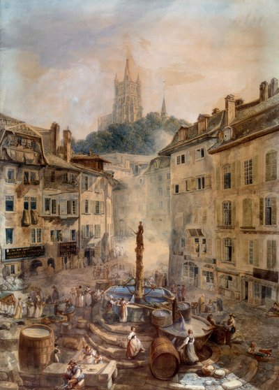 Place de la Palud od Abraham Louis Rodolphe Ducros
