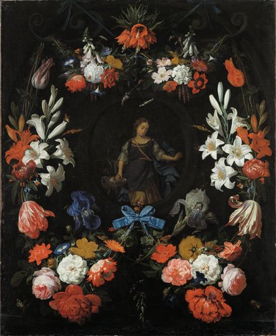 Věnec květin, asi 1675 od Abraham Mignon