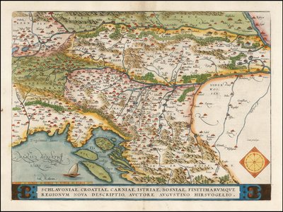 Mapa západního Balkánu z roku 1574 od Abrahama Ortelia od Abraham Ortelius