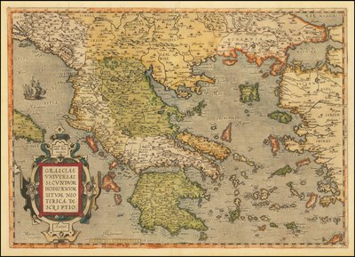 Mapa Řecka z roku 1584 od Abrahama Ortelia od Abraham Ortelius