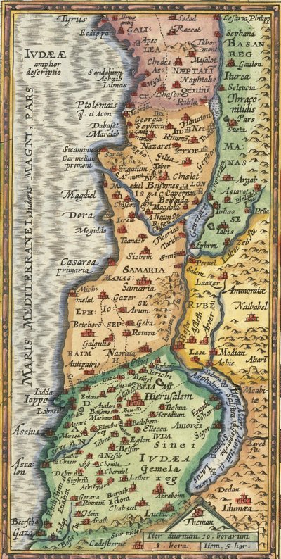 Detail mapy Svaté země z roku 1624 od Abrahama Ortelia od Abraham Ortelius
